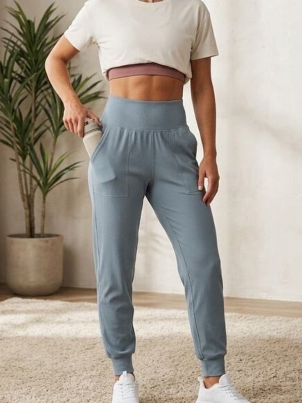 Athleta Salutation Rib Jogger Minimalist Gray/Blue Activewear Womens Medium